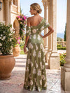 Satin A-Line One Shoulder Floral Print Mother of the Bride Dresses