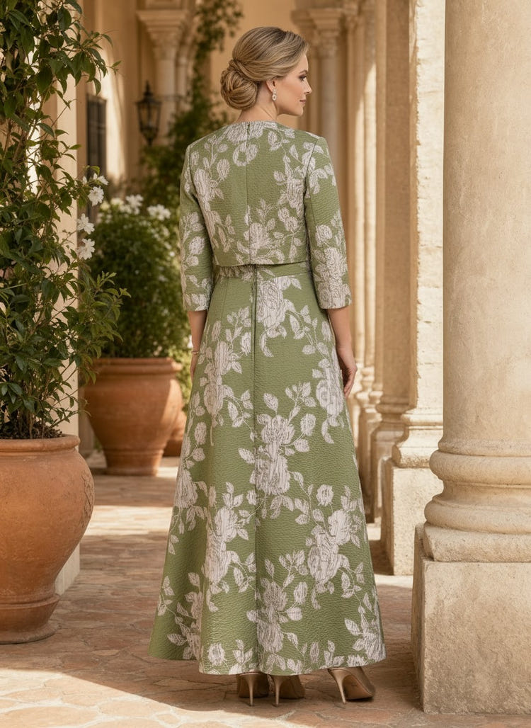 Jacquard A-Line One Shoulder Mother of the Bride Dresses with Jacket