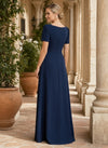 Jersey A-Line Square Neck Mother of the Bride Dresses with 3D Flowers