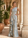 Jacquard Mermaid One Shoulder Mother of the Bride Dresses with Ruffles