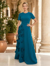 Jersey A-Line Crew Neck Mother of the Bride Dresses with 3D Flowers