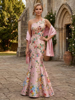 Satin Mermaid One Shoulder Mother of the Bride Dresses with Shawl
