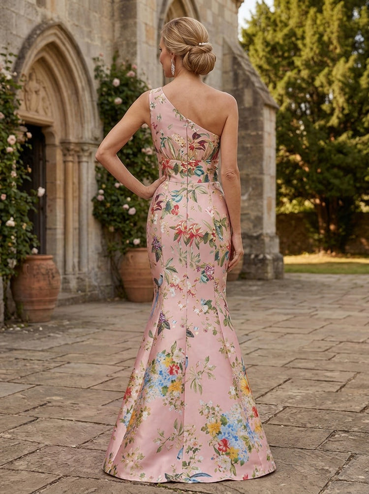 Satin Mermaid One Shoulder Mother of the Bride Dresses with Shawl
