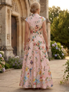 Satin A-Line Stand Colla Mother of the Bride Dresses with Floral Print
