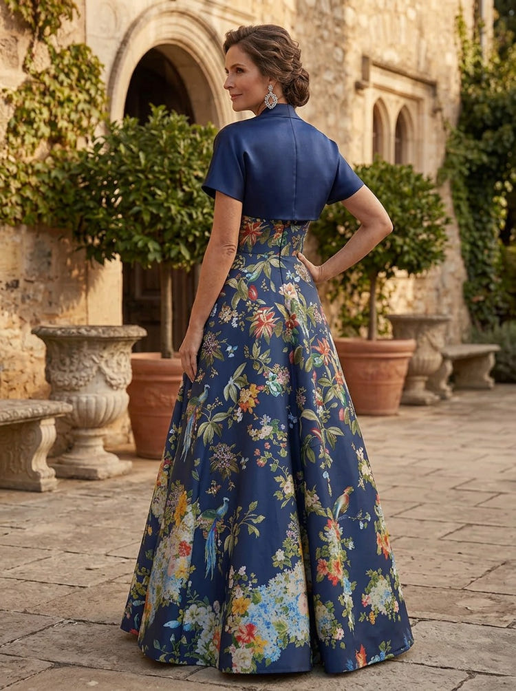 Satin A-Line Strapless Mother of the Bride Dresses with Caps