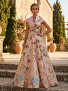Satin A-Line Stand Colla Mother of the Bride Dresses with Floral Print