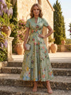 Satin A-Line Stand Colla Mother of the Bride Dresses with Floral Print