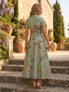 Satin A-Line Stand Colla Mother of the Bride Dresses with Floral Print