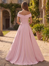 Satin A-Line Off Shoulder Mother of the Bride Dresses with Sequin Embroidery