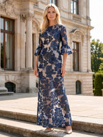 Tulle A-Line Crew Neck Mother of the Bride Dresses with Floral