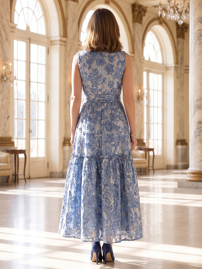 Jacquard A-Line Crew Neck Mother of the Bride Dresses with Bow