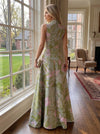 Jacquard A-Line Stand Colla Mother of the Bride Dresses with Ruffles