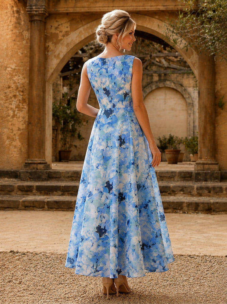 Chiffon A-Line Boat Neck  Mother of the Bride Dresses with Floral Print