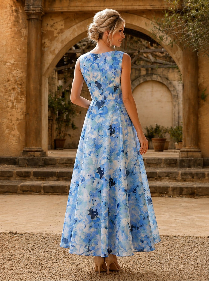 Chiffon A-Line Boat Neck  Mother of the Bride Dresses with Floral Print