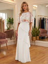 Chiffon Sheath Crew Neck Mother of the Bride Dresses with Sequin Caps