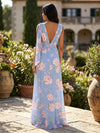 Chiffon A-Line V Neck Mother of the Bride Dresses with Floral Print