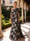 Jacquard Mermaid One Shoulder Mother of the Bride Dresses with Side Waist Tailored Pleats
