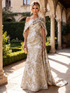 Jacquard Mermaid One Shoulder Mother of the Bride Dresses with Side Waist Tailored Pleats