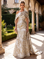 Jacquard Mermaid One Shoulder Mother of the Bride Dresses with Side Waist Tailored Pleats