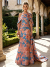 Jacquard Mermaid One Shoulder Mother of the Bride Dresses with Side Waist Tailored Pleats