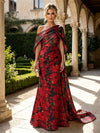 Jacquard Mermaid One Shoulder Mother of the Bride Dresses with Side Waist Tailored Pleats