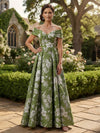 Jacquard A-Line Off Shoulder Mother of the Bride Dresses with Pleated