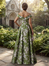 Jacquard A-Line Off Shoulder Mother of the Bride Dresses with Pleated