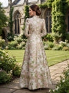 Jacquard A-Line High Neck Mother of the Bride Dresses with Ruffles