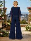 Chiffon Pantsuit V Neck Mother of the Bride Pantsuits with Beaded