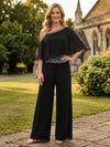 Chiffon Pantsuit One Shoulder Mother of the Bride Pantsuits with Beaded