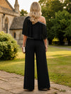 Chiffon Pantsuit One Shoulder Mother of the Bride Pantsuits with Beaded