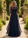 Chiffon A-Line Boat Neck  Mother of the Bride Dresses with Lace Applique