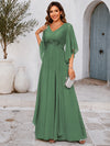 Chiffon A-Line V Neck Mother of the Bride Dresses with Lace Applique