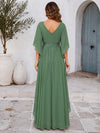 Chiffon A-Line V Neck Mother of the Bride Dresses with Lace Applique