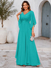 Chiffon A-Line V Neck Mother of the Bride Dresses with Lace Applique