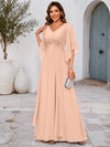 Chiffon A-Line V Neck Mother of the Bride Dresses with Lace Applique