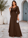 Chiffon A-Line V Neck Mother of the Bride Dresses with Lace Applique