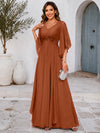 Chiffon A-Line V Neck Mother of the Bride Dresses with Lace Applique