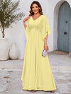 Chiffon A-Line V Neck Mother of the Bride Dresses with Lace Applique