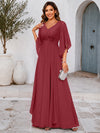 Chiffon A-Line V Neck Mother of the Bride Dresses with Lace Applique