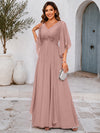Chiffon A-Line V Neck Mother of the Bride Dresses with Lace Applique