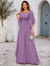 Chiffon A-Line V Neck Mother of the Bride Dresses with Lace Applique