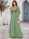 Chiffon A-Line V Neck Mother of the Bride Dresses with Lace Applique