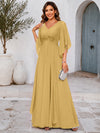 Chiffon A-Line V Neck Mother of the Bride Dresses with Lace Applique