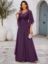 Chiffon A-Line V Neck Mother of the Bride Dresses with Lace Applique