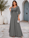Chiffon A-Line V Neck Mother of the Bride Dresses with Lace Applique