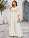 Chiffon A-Line V Neck Mother of the Bride Dresses with Lace Applique