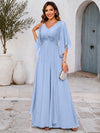 Chiffon A-Line V Neck Mother of the Bride Dresses with Lace Applique