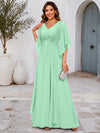 Chiffon A-Line V Neck Mother of the Bride Dresses with Lace Applique