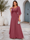 Chiffon A-Line V Neck Mother of the Bride Dresses with Lace Applique